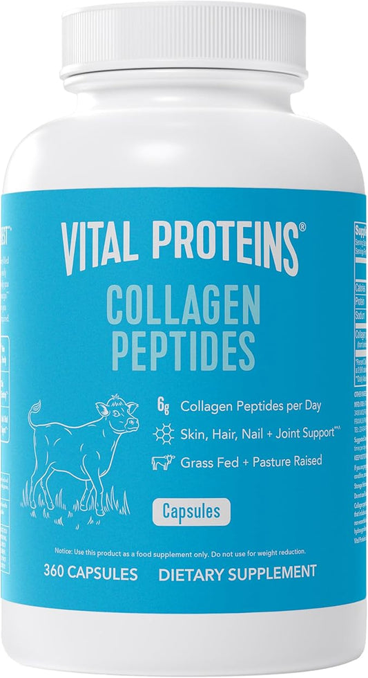 Cápsulas de péptidos de colágeno, suplemento de 360 cápsulas