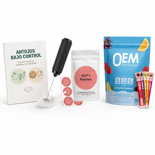 Combo 2: Batidor + Parches + Guia control de peso + Muestra Electrolitos